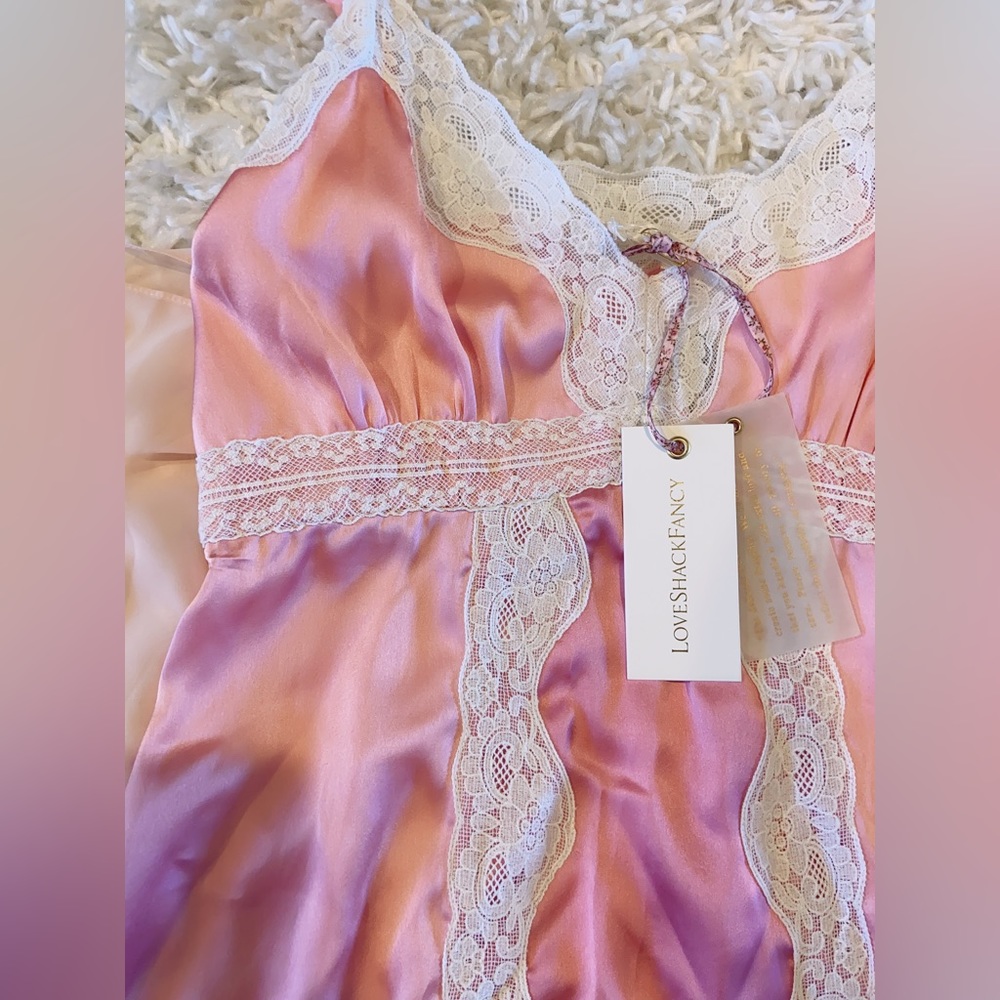 NWT LoveShackFancy Josette Midi dress in pastel pink colorblock - Picture 13 of 15